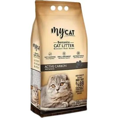 Mycat Bentonit Kedi Kumu Aktif Karbon (İnce Tane) 10 LT