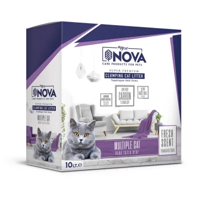 Nova İki Ve Daha Fazla Kedi İçin Premium Topaklanan Kedi Kumu 10 LT