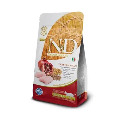ND Düşük Tahıllı Tavuk Etli Narlı Kısırlaştırılmış Kedi Maması 5 kg