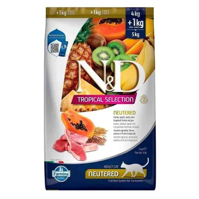 ND Tropical Kuzu Etli Kısırlaştırılmış Kedi Maması 4kg+1kg