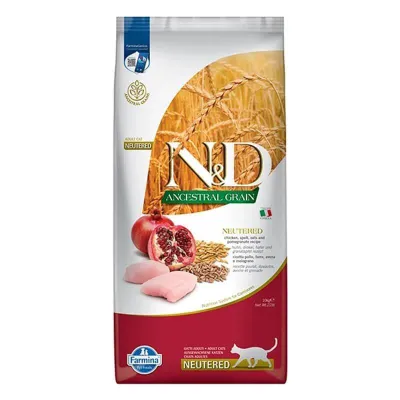ND Düşük Tahıllı Tavuklu ve Narlı Kısırlaştırılmış Kedi Maması 10Kg
