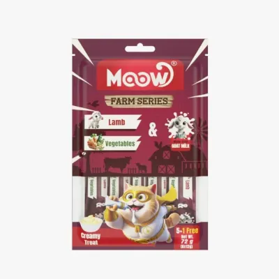 Moow Kuzu Etli ve Sebzeli Keçi Sütlü 12gr x 6'lı Kedi Krema Ödülü [Box 12'li]